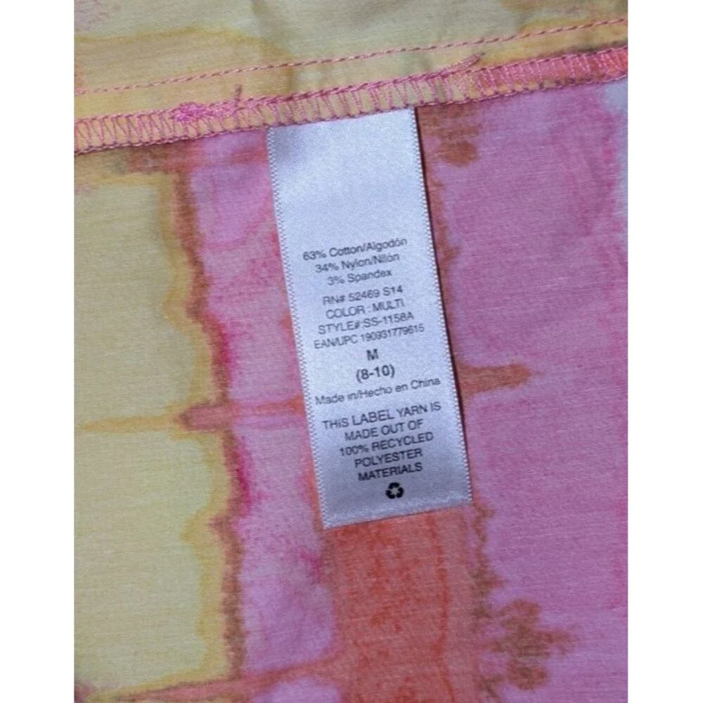 Scoop Women's Sherbet Tie-Dye Collared Long Sleeve Mini Shirt Dress Size Medium
